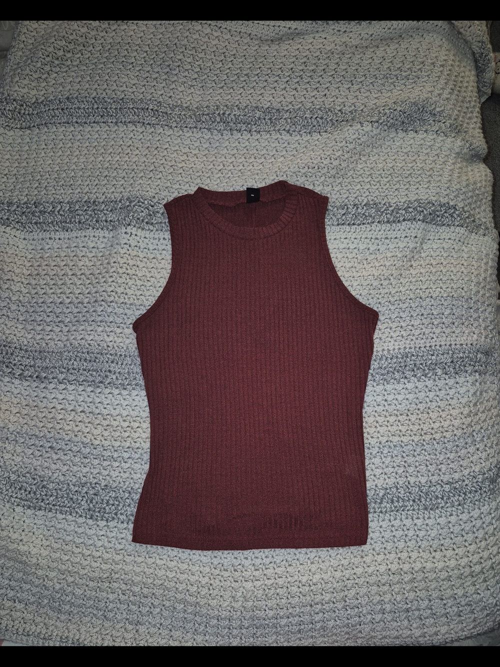 SHEIN Ribbed Knit Sleeveless Tank - Deep Red